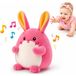 Lapin en peluche jouet pour bébé - Musical - Fonction d'enregistrement - Rechargeable par USB - Pour bébés dès 6 mois