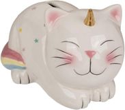 Out of the blue Spaarpot eenhoorn kat/poes met slotje - 17 x 12 cm