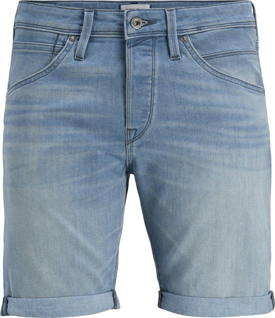 JACK&JONES RICK FOX SHORT Heren Broek L Katoen Elastaan Light blue denim