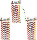Merkloos Drinkrietjes buigbaar - papier - set 150x - kleuren - 20 cm - verjaardag/feestje - rietjes