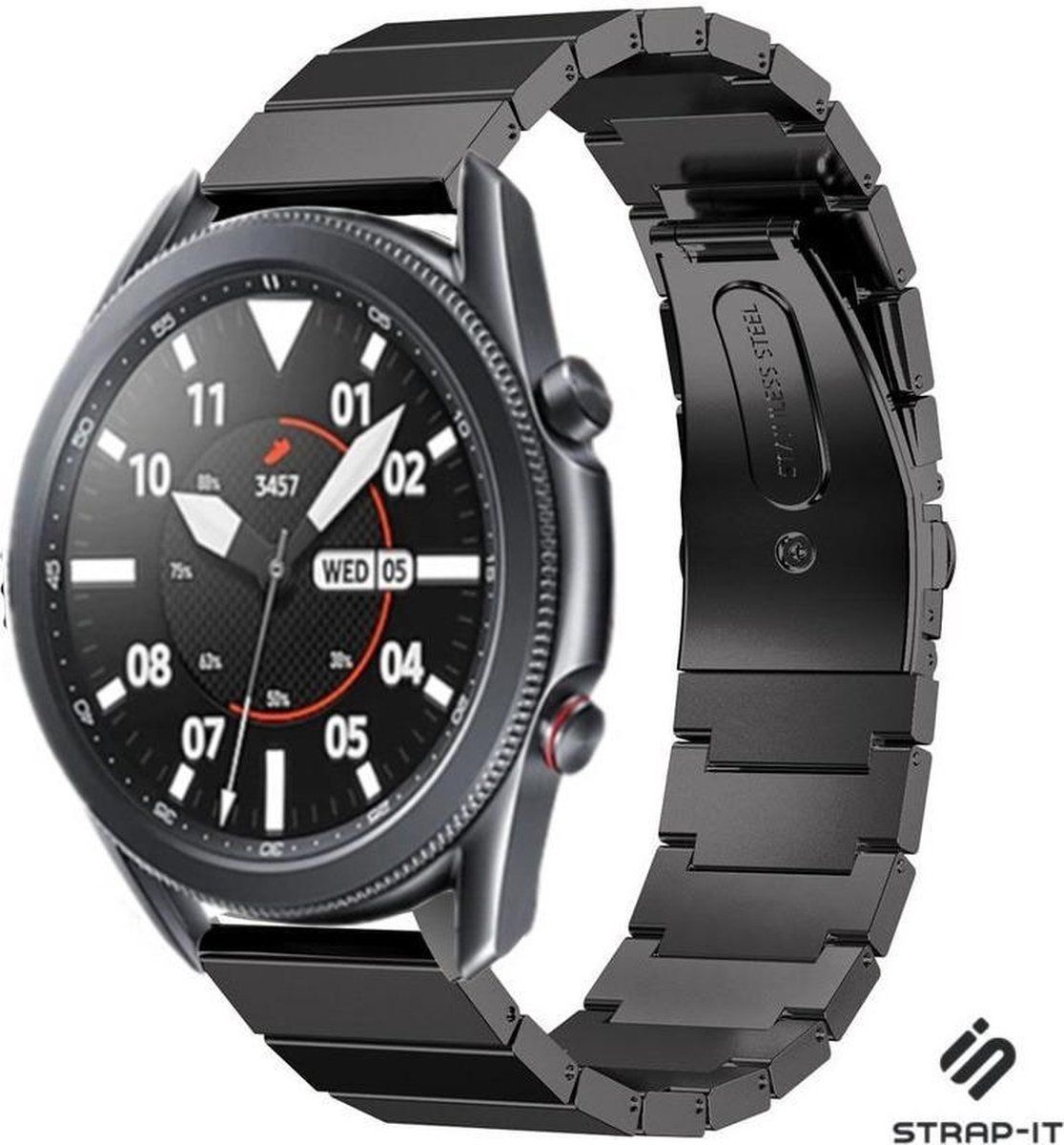 Strap-it Samsung Galaxy Watch 3 - 45mm metalen bandje - zwart
