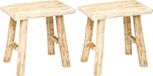 Atmosphera Tabouret / table d'appoint - 2x - bois - couleur bois - L23 x L34 x H31 cm