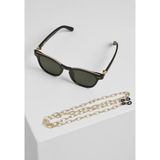 Urban Classics Sunglasses Italy with chain black/gold/gold one size Zonnebril - Zwart/Goudkleurig