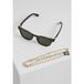 Urban Classics Sunglasses Italy with chain black/gold/gold one size Zonnebril - Zwart/Goudkleurig