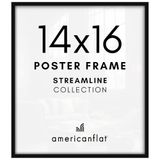 Americanflat 14x16 fotolijst in zwart, dunne rand fotolijst met gepolijst plexiglas - hangende hardware inbegrepen voor horizontale en verticale weergaveformaat voor muur