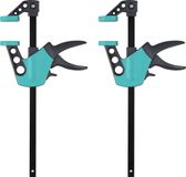 wolfcraft 2 eenhandsklemmen Easy - Uitslag 75 mm - Klemkracht 90 kg - Spanwijdte 300 mm