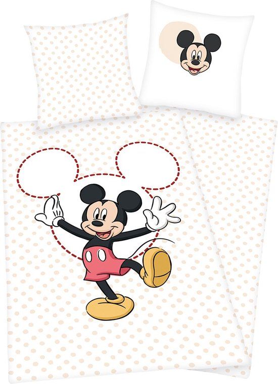 Mickey & Minnie Mouse Disney Mickey & Minnie Mouse Beddengoed roze-wit Katoen Eenpersoons