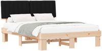vidaXL Bedframe met Gevoerde Hoofdbord Zwart 150 x 200 cm