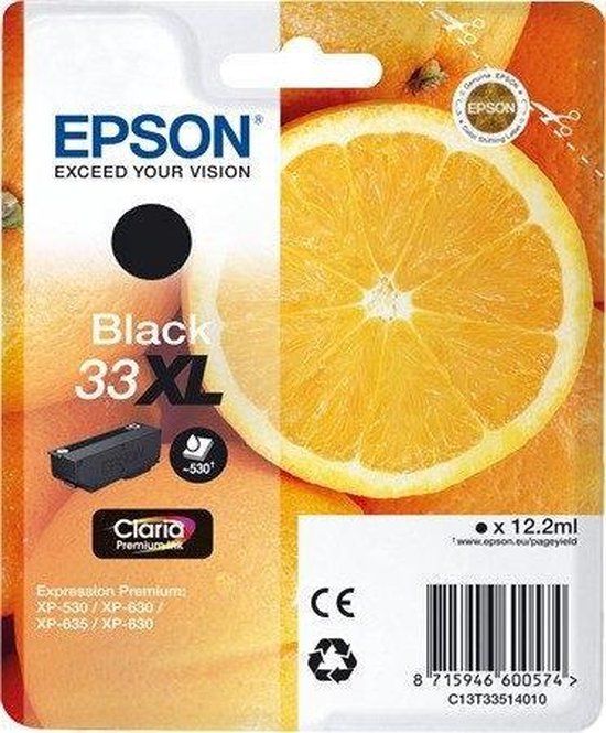 Epson 33XL Zwart inktcartridge - 530 pagina's - C13T33514020