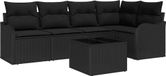 vidaXL Tuinbank Set 6-delig Zwart Polyrotan