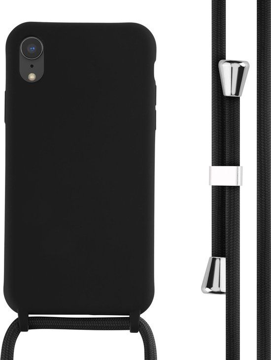 iMoshion iPhone XR Hoesje met Koord - Siliconen Back Cover - Zwart