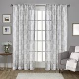 Exclusive Home Gordijnen Nagano Sheer Rod Pocket Top Panel Paar, Duif Grijs, 54x84, 2 Stuk