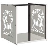 VidaXL Brandhoutkar & -houder Roestvrijstaal 400 mm x 400 mm