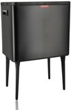 discountershop Prullenbak 35 Liter met Push Deksel – Afvalbak op Poten – Zwarte Vuilnisbak Keuken – Modern Design – Verhoogde Prullenbak