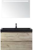 BES LED Maxx XL Badmeubelset 100 cm - Craft Oak - Wastafel Lucca 1 Kraangat met LED Spiegel