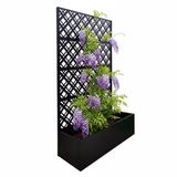Merkloos Relaxdays Plantenbak met klimrek - 180x110x40 cm - metaal - zwart