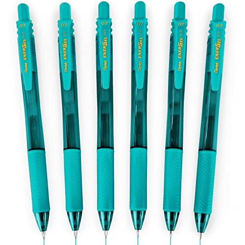 Pentel Pentel BL107-S3X Energel x Liquid Gel roller, 0,35 mm lijndikte, turquoise, 12 stuks met drukmechanisme