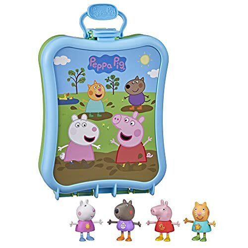 Peppa Pig Peppa's Adventures meeneembox Peppa en haar vrienden speelgoed, 4 figuren en draagdoos, geschikt voor kinderen vanaf 3 jaar