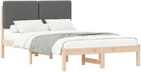 vidaXL Bedframe met gestoffeerd hoofdeinde, donkergrijs, 135 x 190 cm