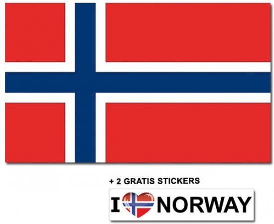 - Noorse vlag met 2 gratis Noorwegen stickers