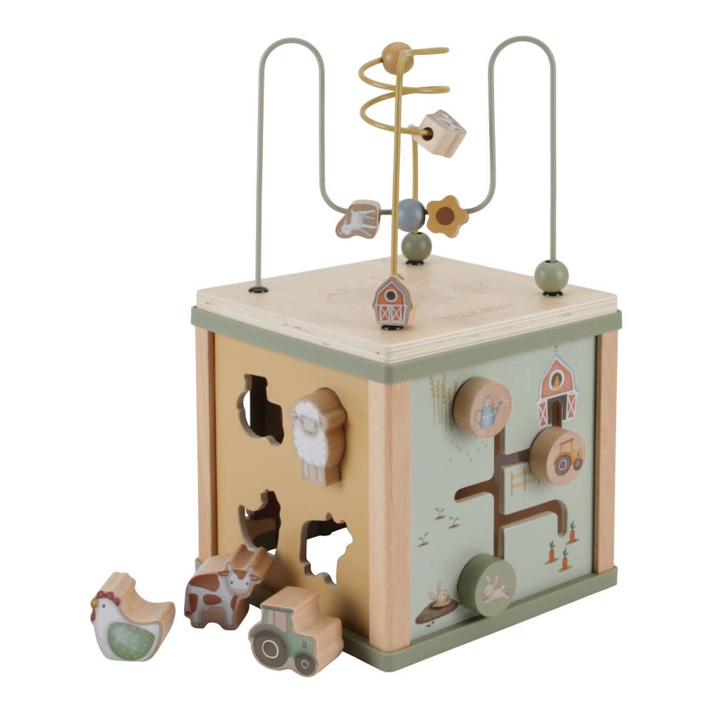 Little Dutch Little Farm Activity Cube - Wooden Toy for Toddlers