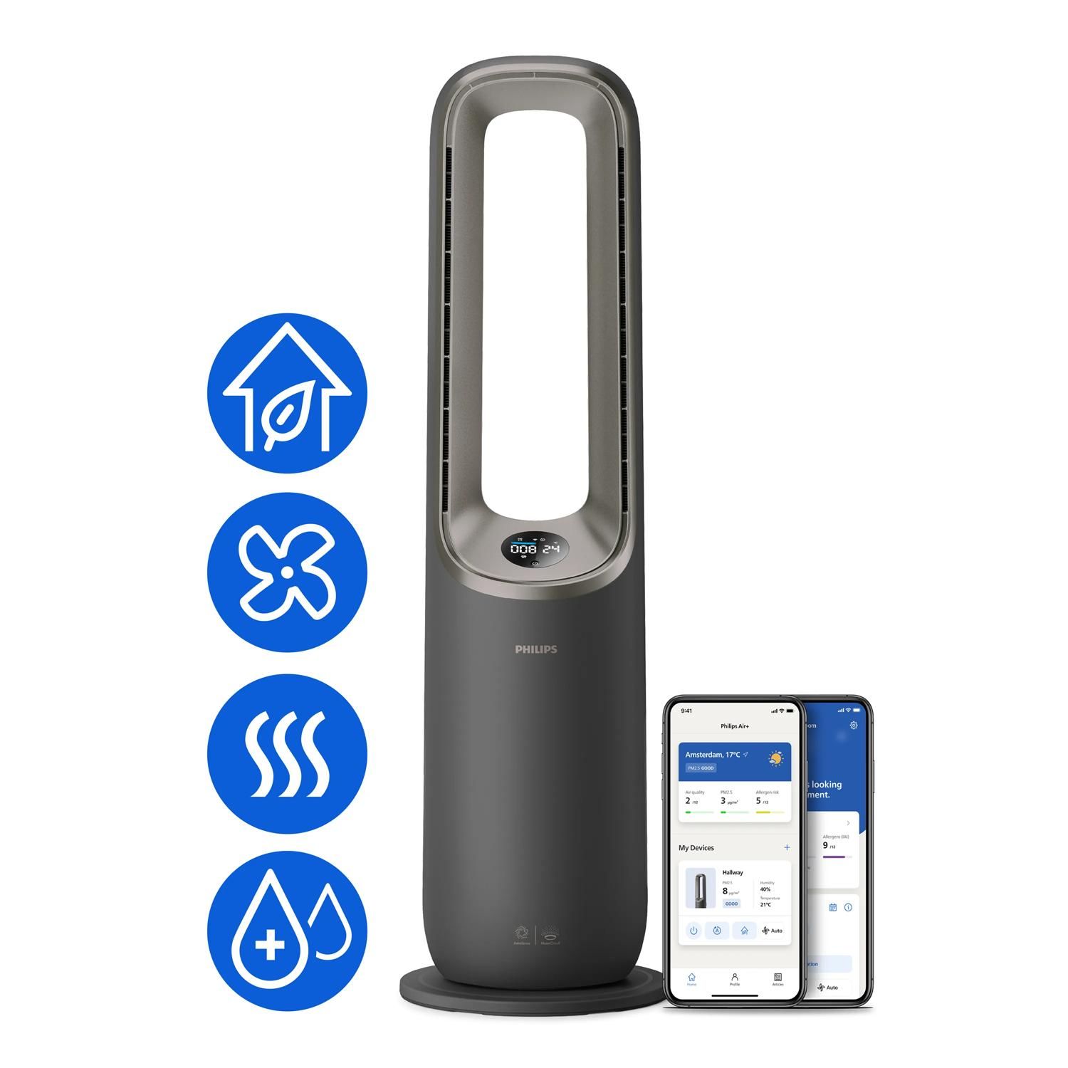 Philips Air Performer 4-in-1 9000-serie - Luchtreiniger - 48 m² - 48 dB - Grijs