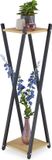 Merkloos Relaxdays plantenstandaard binnen - 2 etages - houtlook - 99x29x29 cm - zwart-lichtbruin