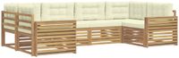 vidaXL - Buiten bank set 6-delig Wit en crèmekleurig Massief Acacia Hout