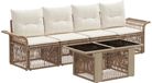 vidaXL Tuinbank Set 5-delig Beige en Crème Wit Polyrattan