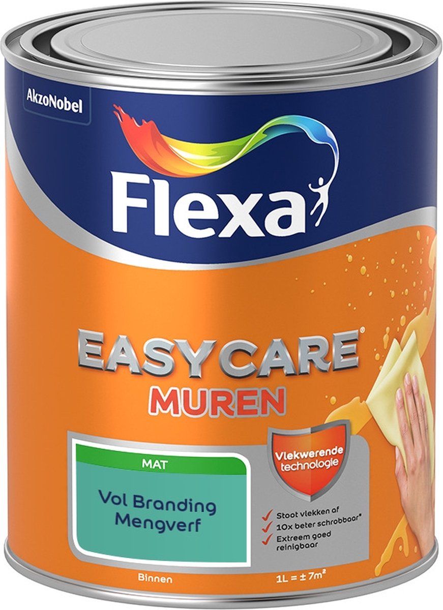 FLEXA Easycare Muurverf - Mat - Mengkleur - Vol Branding - 1 liter - 8711113233361