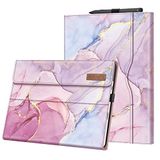 FINTIE Hoesje voor 13 inch Microsoft Surface Pro 9 / Pro 9 5G (2022) - Portfolio Businesshoes met meerdere kijkhoeken met zak en stylushouder, compatibel met type cover toetsenbord, glitter marmer