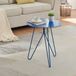 en.casa Table d'appoint Nopimi ronde métal 45x43 cm bleu mat