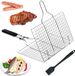 Barbecue mand, visbrander, opvouwbare barbecuegrillmand, visbrander, roestvrijstalen barbecuegrillbak, draagbaar, roestvrij accessoiremanden voor grillen, grillmand voor vis en
