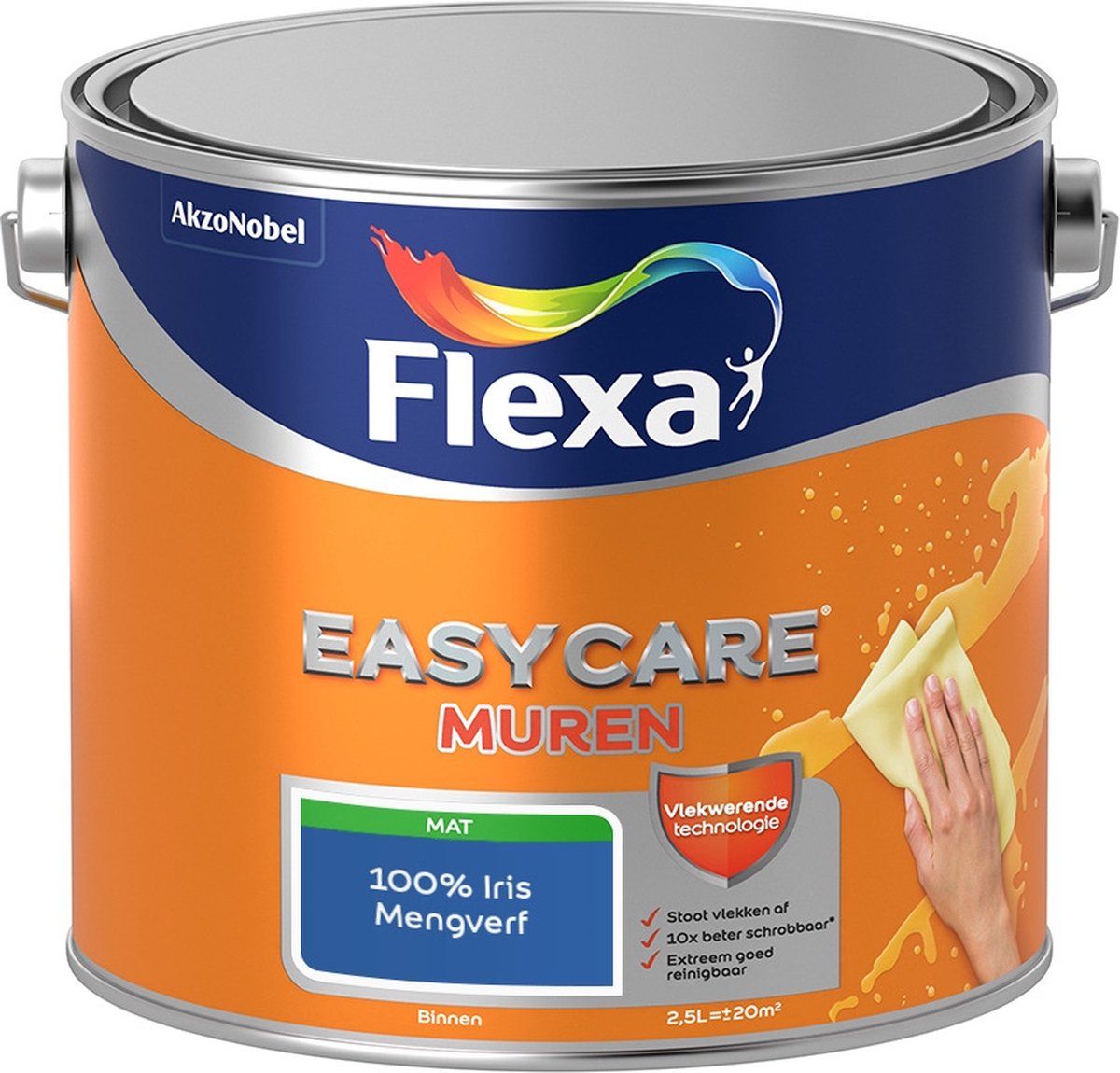 FLEXA Easycare Muurverf - Mat - Mengkleur - 100% Iris - 2,5 liter