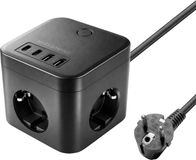 Allocacoc mars gaming MD-CUBE35 - Set van 3 - Compact multifunctioneel powercube - Schuko-stekkers + USB-C + USB-A - 1,8m kabel
