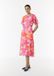 Comma Jurk 42 Roze Polyester Gebloemd Ronde Hals Lange Mouw Kuithoogte