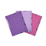 Exacompta 55574E Kartonnen Map met 51 Elastieken, 3 Kleppen, Glanzend Karton 400g/m², 24 x 32 cm, A4-3 Candy Kleuren (Paars, Roze, Paars)