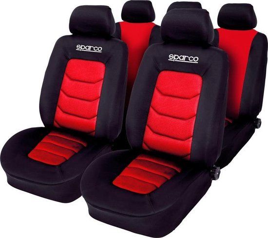 Sparco Stoelhoezenset Zwart / Rood (11-delig) - Geschikt voor Side-Airbags