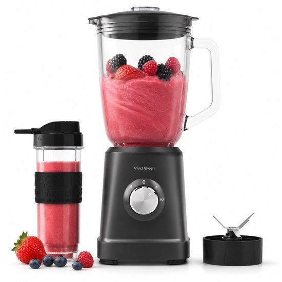 Vivid Green Blender 1000W - 1.5L - Smoothie Maker - Black