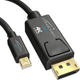 KabelDirekt Mini DisplayPort-kabel (Thunderbolt) naar DisplayPort (Mini DP naar DP) - 1m - (UHD 4K / 60Hz, versie 1.2, voor PC & Mac, DP-stekker met vergrendelingssysteem, zwart)