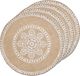 Zeller placemats met mandala print - 4x - jute look stof - rond - D38 cm