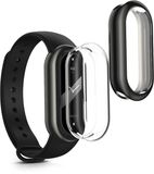 kwmobile 2x smartwatch hoes geschikt voor Xiaomi Mi Band 10 / Smart Band 10 hoesje - Siliconen sporthorloge cover - Activity tracker case in transparant / zwart