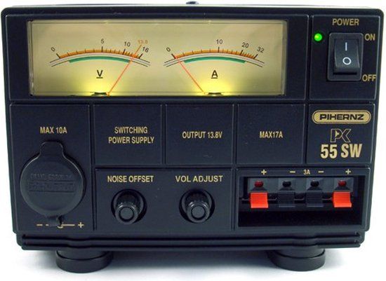 JETFON 55 SW Switching Power Supply - Analog Meter - 50A 9-15V - Zwart