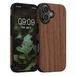 kwmobile hoesje geschikt voor Apple iPhone 17 - Back cover voor smartphone - Telefoonhoesje van hout in bruin - Houtnerven design