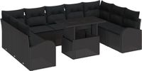 vidaXL Tuinbank Set Zwart Polyrattan