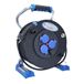 as - Schwabe Xperts enrouleur de câble 25 m H07RN-F3G1,5, extérieur IP44, 3 prises avec terre + port USB, indicateur de tension, protection thermique, fabriqué en Allemagne