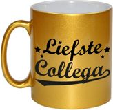 Bellatio Decorations Bol Liefste collega tekst cadeau mok / beker - goud - 330 ml