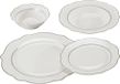 Service pour 6 personnes 24 pièces porcelaine blanche bord argenté