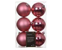 Decoris boules de Noël en polystyrène 8cm couleur rose 6 pièces