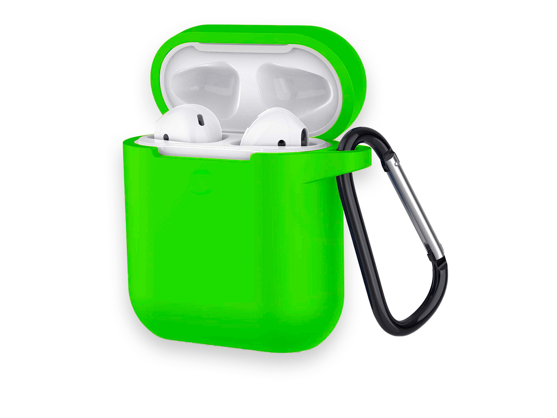 JVS Products Apple Airpods 1 en 2 ultra dunne siliconen cover - Hoesje - extra dunne Apple Airpods siliconen cover met sleutelhanger - Lichtgroen